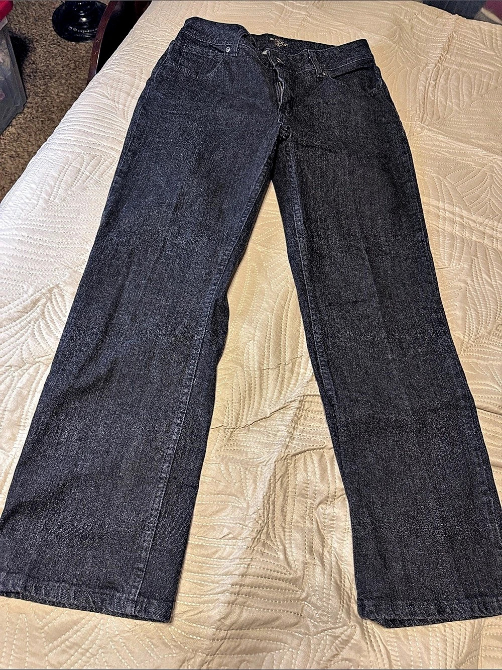Riders Straight Leg Jeans Black Waist 10